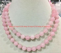 NEW 8mm 10mm 12mm Pink Rose Quartz Gemstone Beads Necklace 18-36” AAA