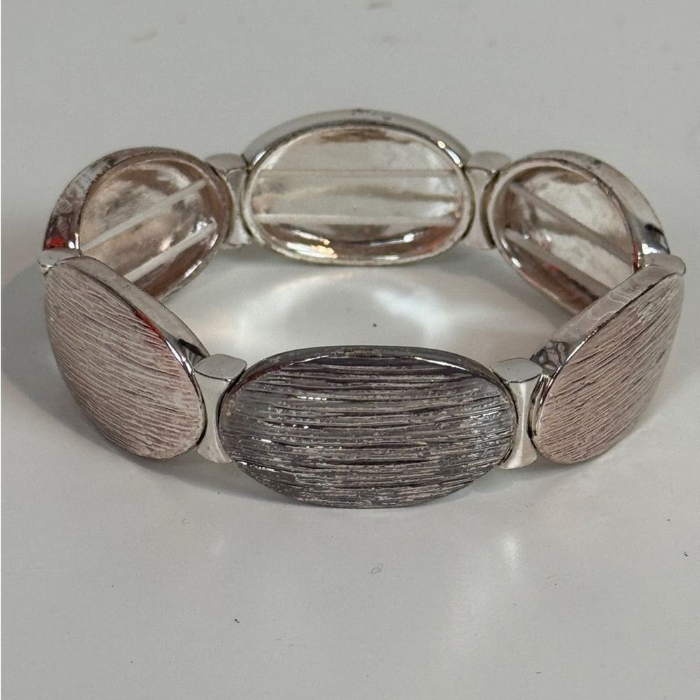 Silver Tones Elastic Bangle Bracelet