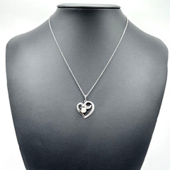 MIKIMOTO Heart Pearl Pendant Necklace Silver 15.75 in Japan