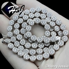 925 STERLING SILVER 18-30″X5MM GOLD PLATED/SILVER 1 ROW ICY CZ CLUSTER NECKLACE