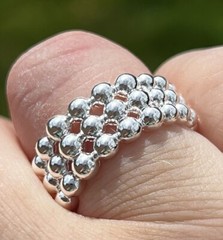 3 Tier Bubble Ball Ring Open Size No Silver Stamp? Selling As Costume Jewellery!