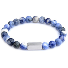 1 pc Natural Stone Bead Bracelet Tiger Eye Lava Stainless Steel