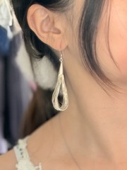 Silver Tone Teardrop Dangle Drop Earrings, Metal French Wire Hooks
