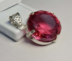Round Cut Pendant Lab-Created 87.90 Ct Certified Pink Topaz Loose Gemstone SB918