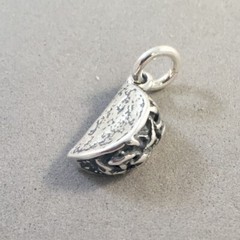 .925 Sterling Silver 3-D HARD TACO CHARM Pendant Mexican Food NEW 925 KT06
