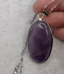 Lavender Amethyst .925 Silver 1.625×1.00″ 18/20″ on Stainless Steel SKU 0015