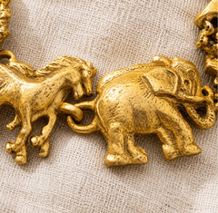 Noah’s Ark Animal Link Bracelet by AJC Gold Tone Vintage