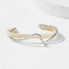White Acrylic C-Shaped Bangle Bracelet Geometric Metal Bend Cuff Jewelry Gift