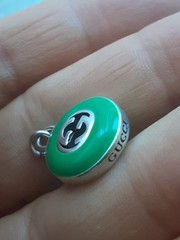 Gucci Pendant Zipper Pull silver/ green 0.8 inch stamped