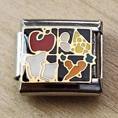 Basic Food Groups Fruit Vegetable Meat Grain Italian Charm 9mm Bracelet Link