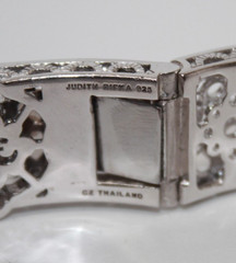 Judith Ripka Sterling Silver Openwork CZ Kick Cuff Bracelet 6.75″ [125GRA]