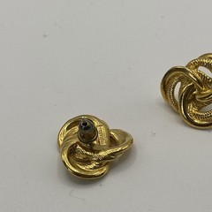 Trifari Gold Tone Knot Stud Earrings Womens Butterfly Back Classic Jewelry