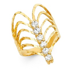 14K 7 days Solid Yellow Gold Ring Simulated Diamond Anillo de Oro Semanario