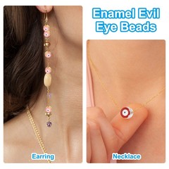 60 Pcs 8mm Flat Round Evil Eye Beads with Golden Edge, Blue