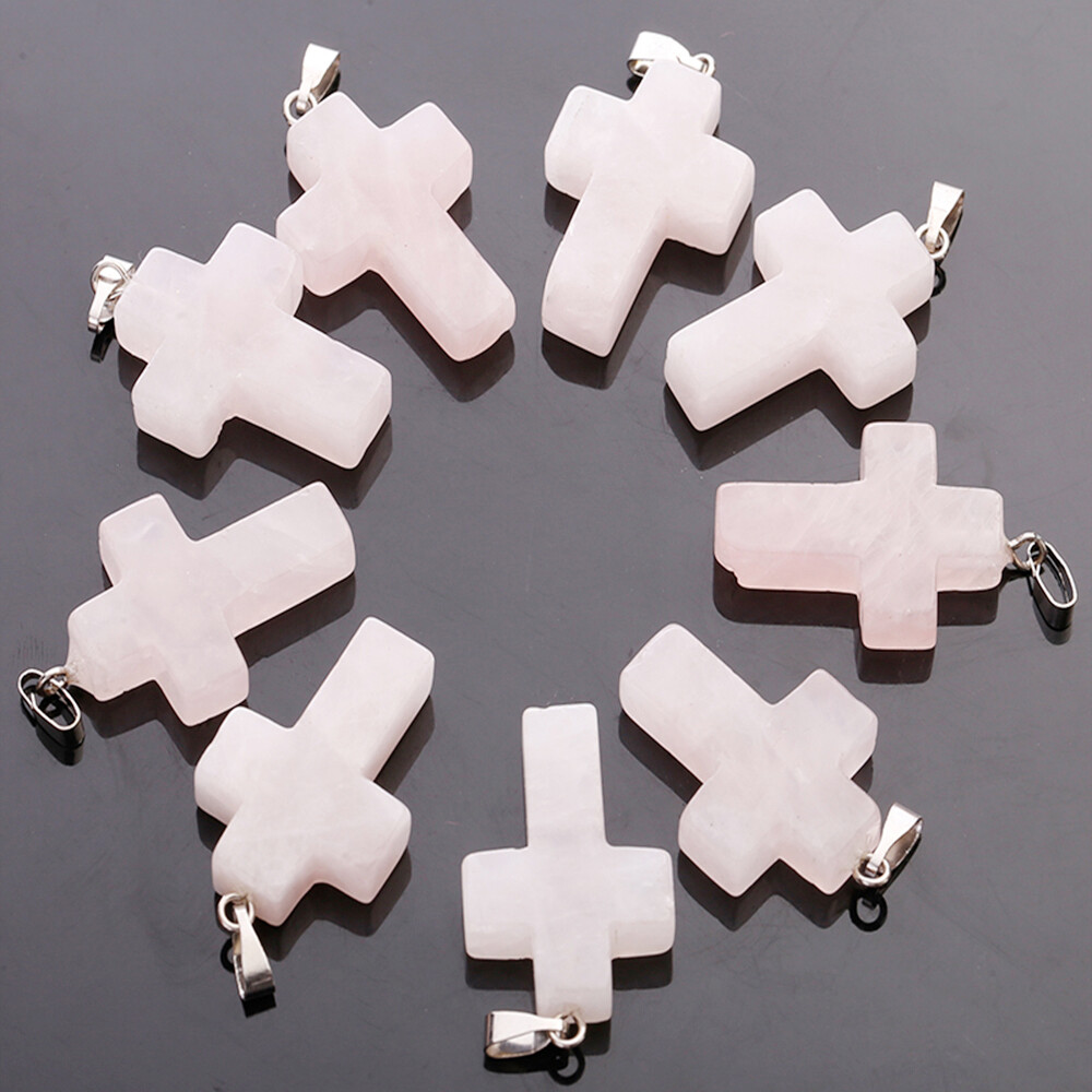 Heart pendants natural rose quartz crystal heaing stone pendant 50pcs