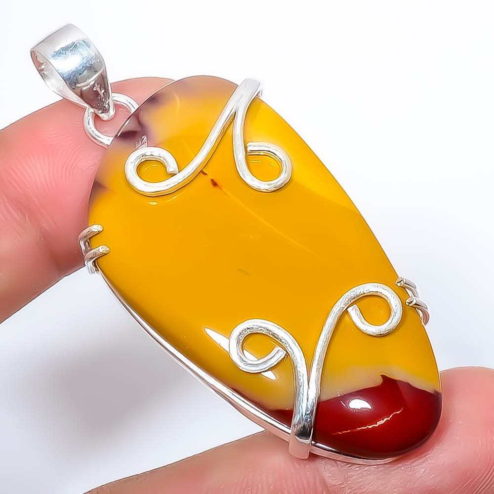 Natural Mookaite – Australia Gemstone 925 Silver Plated Pendant 2.34″ S1988