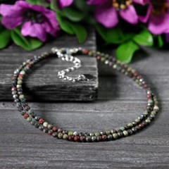 Dragon Bloodstone Tiny 2mm Beaded Choker Healing Dainty Women Crystal Necklace