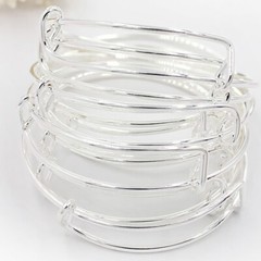 20Pcs DIY Lot Sterling Silver Adjustable 6″ To 8-1/2″ Bracelet Bangle D194