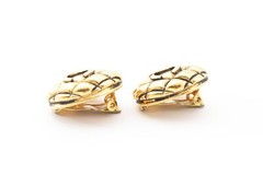 CHANEL Matelasse Earrings coco mark Accessory Gold Authentic