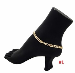 10″ CUBAN CURB LINK CHAIN ROPE MARINER ANKLET BRACELET 14K ITALY GOLD PLATED