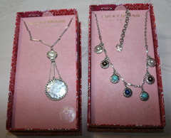 Silver tone metal chain with semi-precious stone beads charms NIB $19.99 EACH