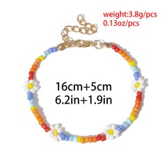 BOHO Seeds Beaded Necklace Choker Chain Flowers Handmade Jewelry Rainbow Color