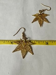 Real Japanese 24k Gold Dipped Maple Leaf French Wire Earrings
