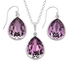 Nirano Collection Pink 925 Silver Jewelry Set Made with Crystals