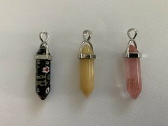 Artificial Stone Bullet Shaped Neckless with Waxed Cord (Package of three)
