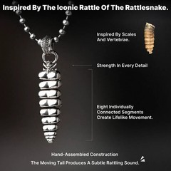 Rattlesnake Tail Pendant in White Bronze, Fidget Jewelry Gifts for Snake Lover