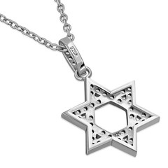 925 Sterling Silver Classic Jewish Star of David CZ Pendant Necklace