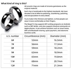 Ntag215 Black Ceramic Smart Ring Compatible with NFC Enabled Phones and Devices
