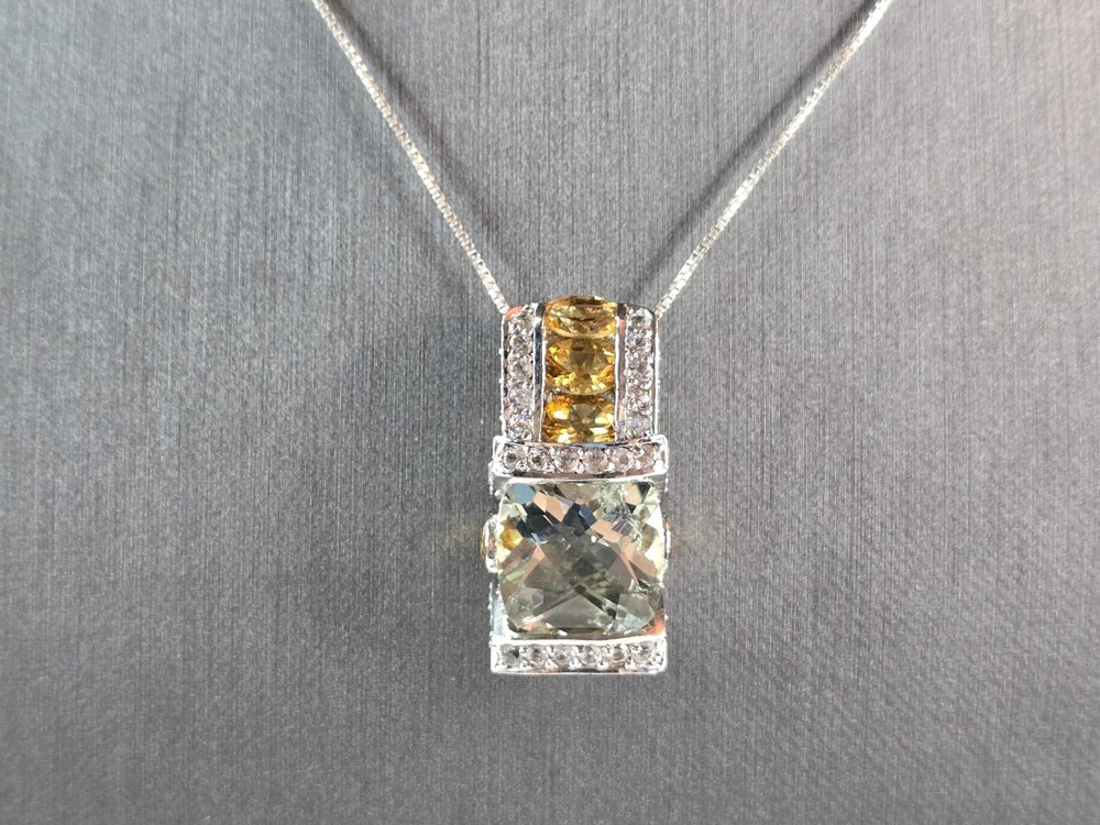 Womens Vintage Estate Sterling Silver Modernist Pendant & Necklace 12.0g E1579