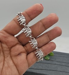 Silver Elephant Bracelet: Known For Good Luck, 9mm in Width, Rhodium Plated