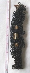 Black Beaded Bracelet With Glass Bead Accents; Gold/brown/black