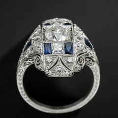 925 Sterling Silver Blue Rhinestone White Topaz Engagement Wedding Ring Size 6