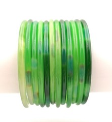 Green Multicolor Natural Chalcedony Agate Jade Thin Round Women Bangle Bracelet