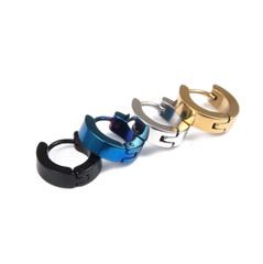 2pcs 4MM Small Men Women Stainless Steel Plain Hoop Huggie Ear Stud Earrings