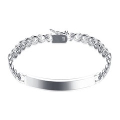 Women’s Mens Unisex Sterling Silver Plated ID Bracelet 8″ L22