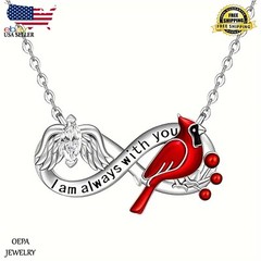 925 Sterling Silver Cardinal Necklace Love Heart Necklace for Women Gifts