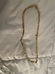 Gold Tone Monet Figaro Chain Necklace 24 in Metal Lobster Clasp, No Stones