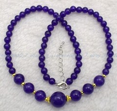 Charming Pretty 6-12mm Purple Jade Gemstone Round Beads Necklace 18-32 In