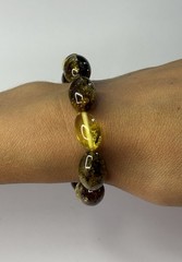 Genuine Natural OLIVE Shape Amber Stone Bracelet.Greenish Amber Stone Bracelet.