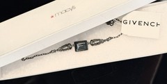 NWT Givenchy 16” Choker, Smoke Colored Crystals, Gunmetal, Macys Box
