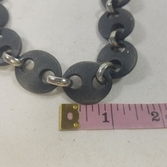 Chunky Black Gray Silver Tone Chain Link Necklace Choker Adjustable