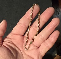 14K Solid Gold Rope Chain Bracelet 8.5″ 9.4g Lobster Clasp