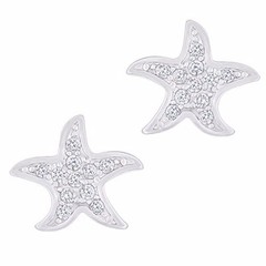ORROUS & CO 18K White Gold Plated Cubic Zirconia Starfish Stud Earrings,One Size