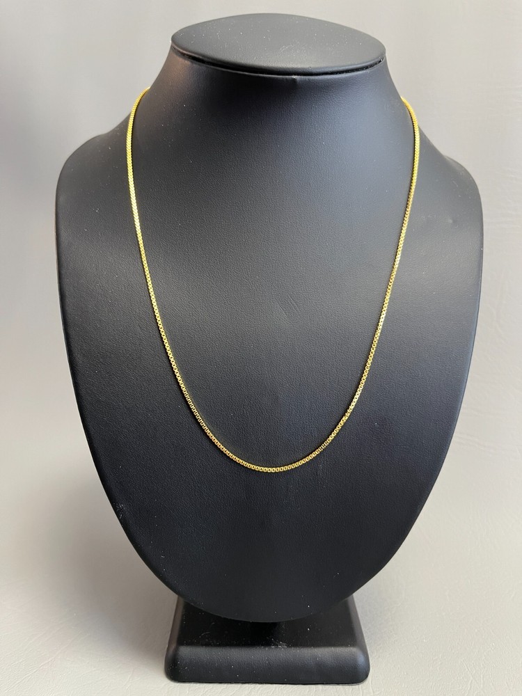 SHARP!! STAMPED 18K GOLD FILLED 1.6mm BOX CHAIN 20″ LONG FITS PENDANT NECKLACE