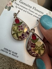 Seed & Sage Mexico .925 Sterling Silver Genuine Hand Preserved Pressed Flowers