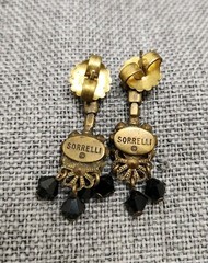 Vintage Sorrelli Crystal Dangle Drop Earrings Purple Black Teal.